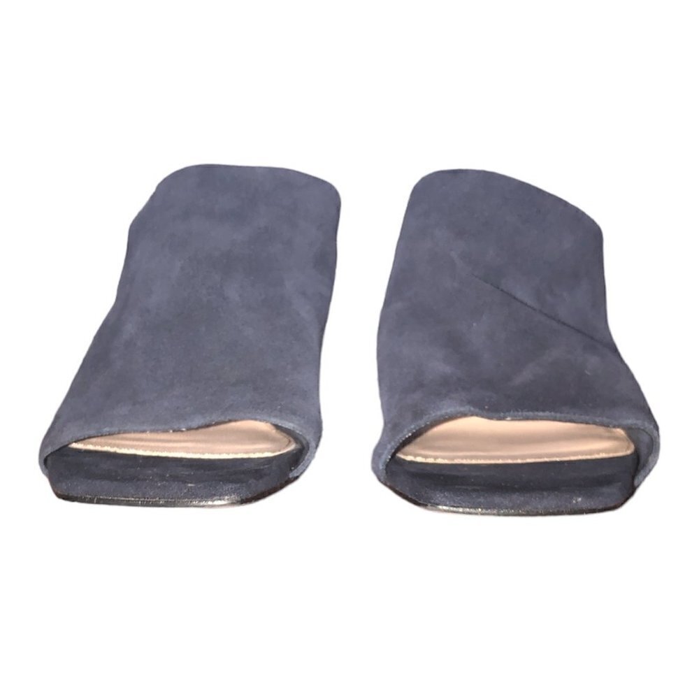 ZARA WOMAN Mule Heels Women's Size 6.5 Blue Square Toe Slip On  Faux Suede - Picture 3 of 12